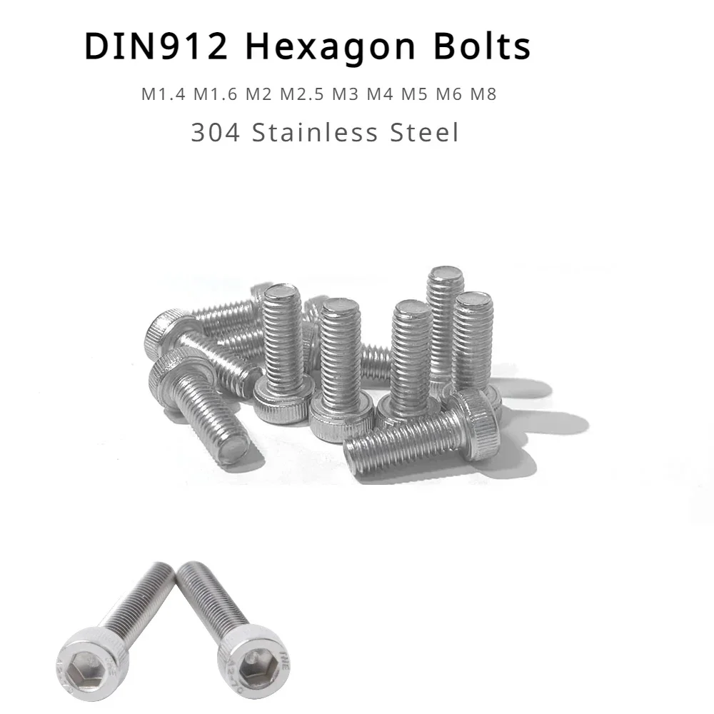 

Hexagon Hex Socket Screws M1.4 M1.6 M2 M2.5 M3 M4 M5 M6 M8 Stainless Steel Hexagonal Allen Bolt3 Screw Nut DIN912 Bolts Standoff