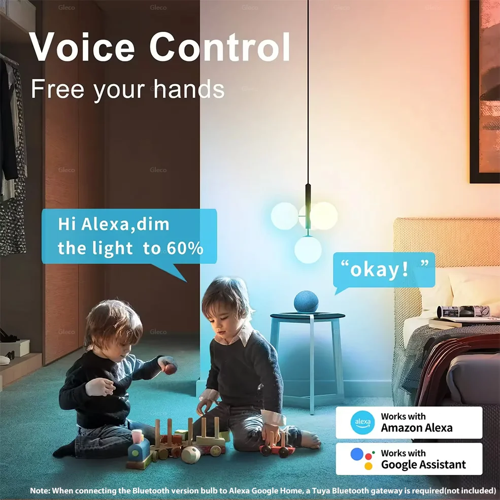 Tuya Smart LED Light Bulbs WiFi Bluetooth RGBCW 110V 220V LED Lamp Compatible with Alexa Google Assistant For Room Decoration