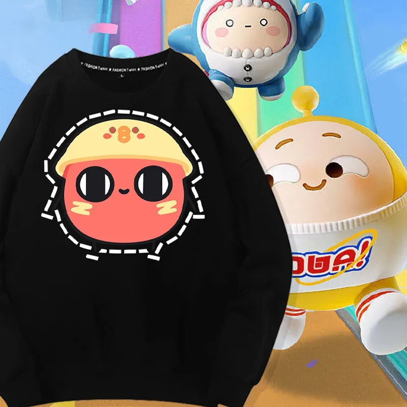 

Egg Party Children's Clothes Men 2024 New Boy Coat Two Yuan Cartoon Pattern Crewneck Hoodie Tide