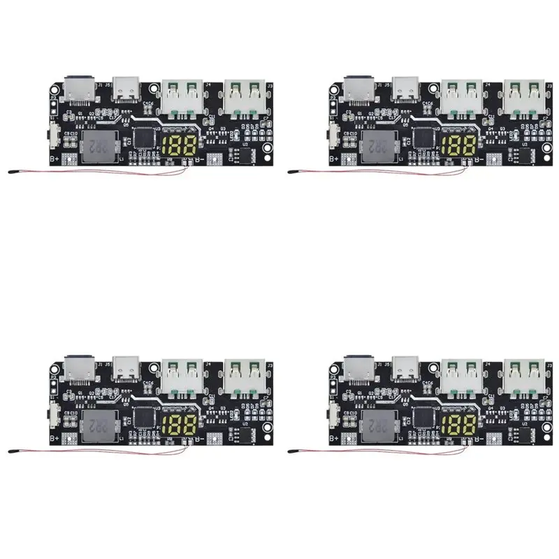 

4X QC4.0 QC3.0 LED Dual USB 5V 4.5A 22.5W Micro/Type-C USB Mobile Power Bank 18650 Charging Module,A-A86G