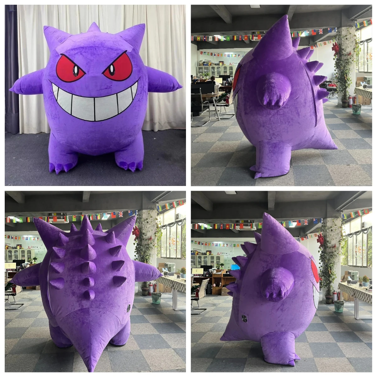 Disfraz de Mascota Inflable Gigante de Gengar Morado de Pokemon Potdemiel, Disfraz de Mascota Gigante para Adultos, para Fiestas, Carnavales, Disfraces, Sin Batería