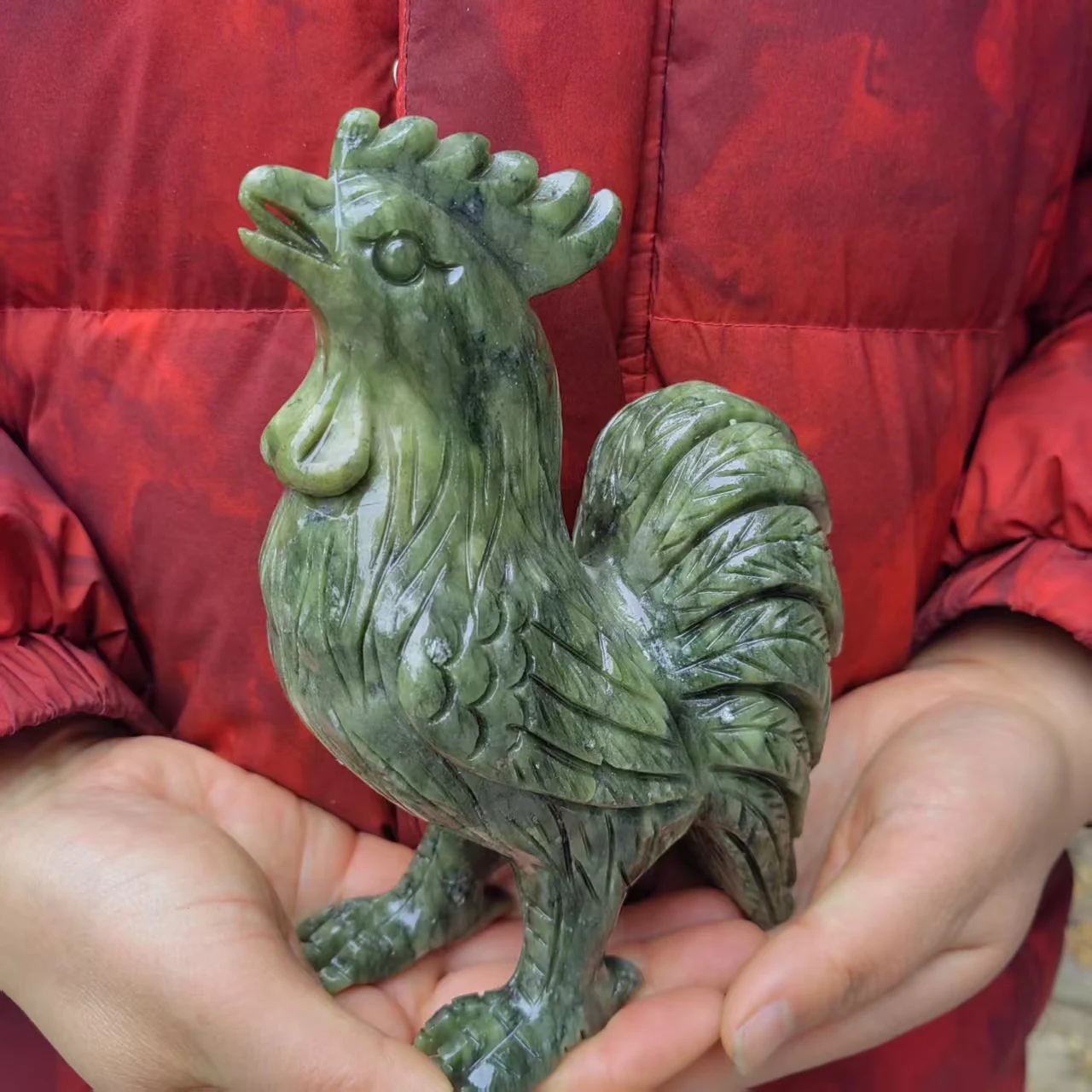 1 قطعة تمثال اليشم إليجال الأخضر الطبيعي للثروة حسن الحظ تمثال الوحش ، تحارب قبالة الشر الطاقة الحرس باب الأسد #3