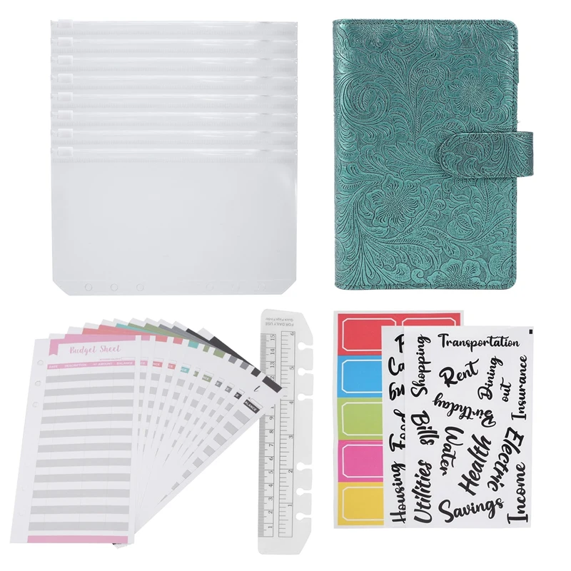 A6 Money Budget Ring Binder-Saving Wallet Organiser Binder With Pockets,Cash Stuffing Budget Wallet Planner Binder