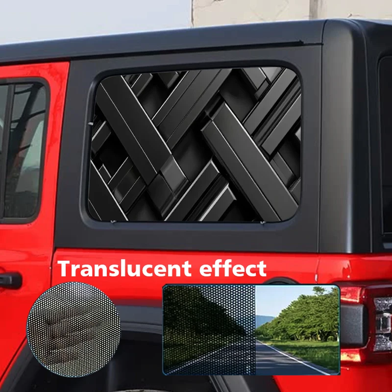 

2Pcs side glass window decal with one-way Visual Identity for best privacy. PVC material, hollow design