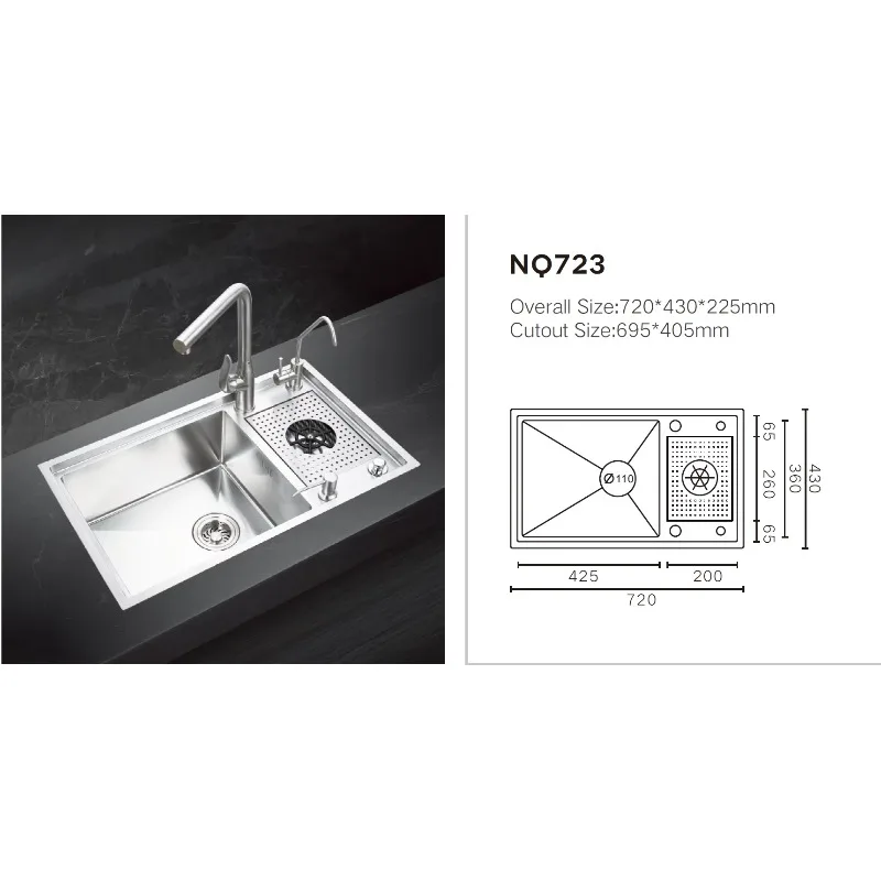 NODMA Coffee Shop Milk Tea Shop Western Food Bar Hidden Cup Washer Multi-function Single Sink