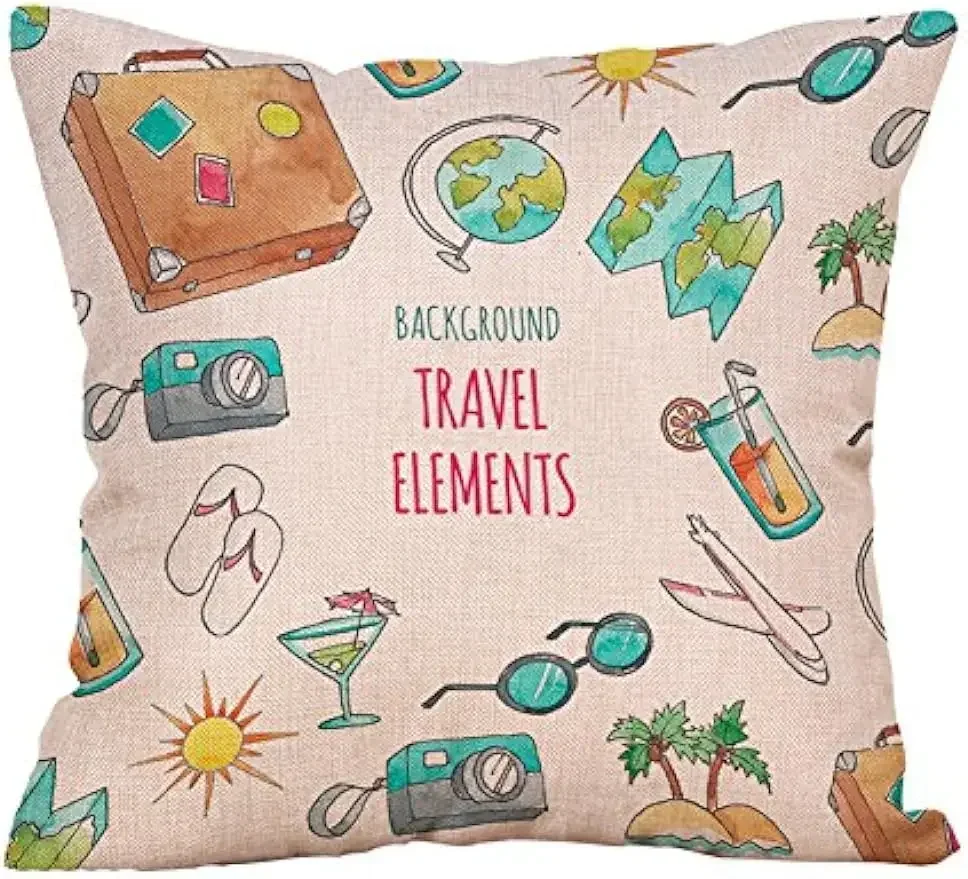 Inspirational quotesTravel themed linen pillow coversHome décor cushion coversSquare pillowcases   45x45 pillow case