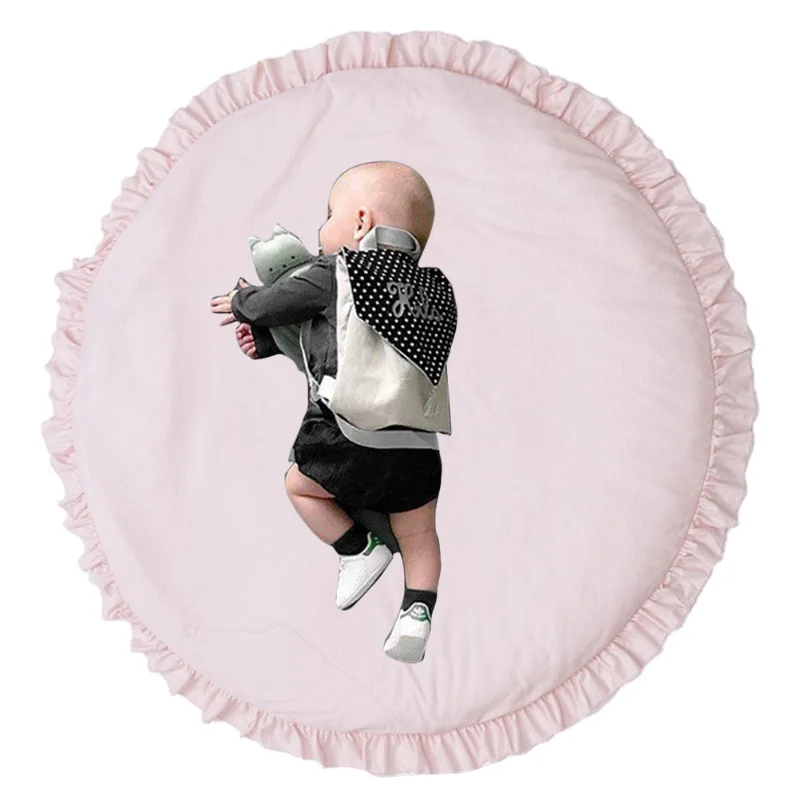 

100 см детские круглые детские игровые коврики с рюшами, мягкий хлопковый коврик для ползания, детский игровой коврик, декор для детской комнаты
