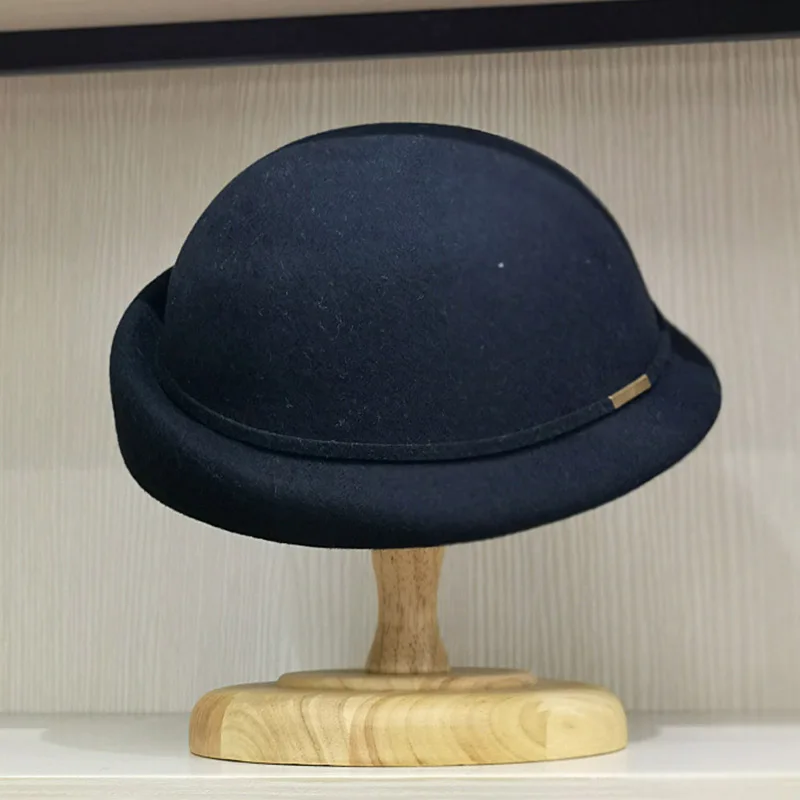 100% wełniane czapki dla kobiet francuski styl Beret kapelusz ciepła zimowa czapka typu Beanie damski impreza wyścig sukienka kapelusz do kościoła fascynator Vintage kapelusz — zdjęcie 3