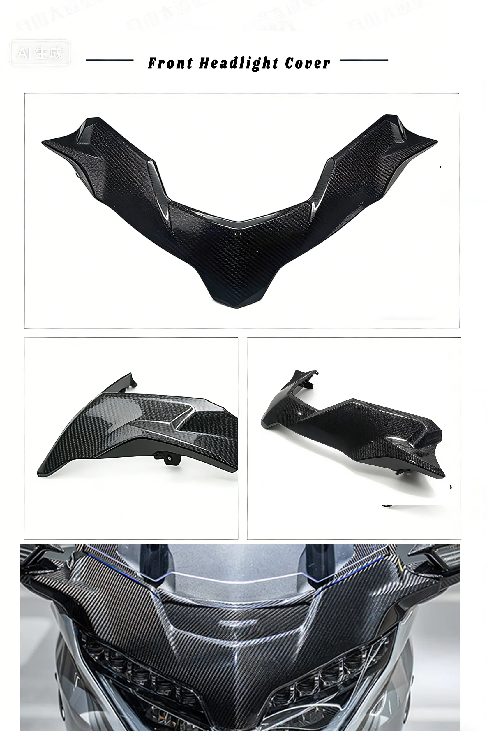 

for Honda Gold Wing GL1800 Blackened Carbon Fiber Engine Decorative Cover Kit Front headlight cover cover F6B