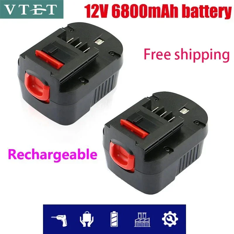 

New 12V 6800mah rechargeable tool battery for Black & Decker A12 a12ex fsb12 fs120b a1712 hp12k HP12 lithium ion replacement dri