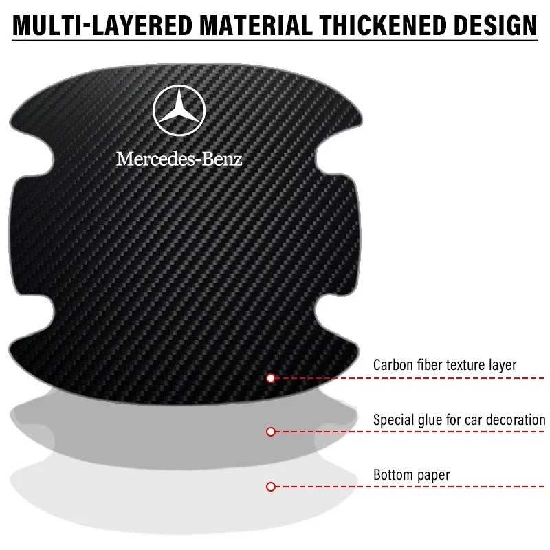 Car Styling Carbon fiber Car Door Handle Protection Sticker Emblem Accessories For Mercedes Benz A B C R G Class AMG W211 W204