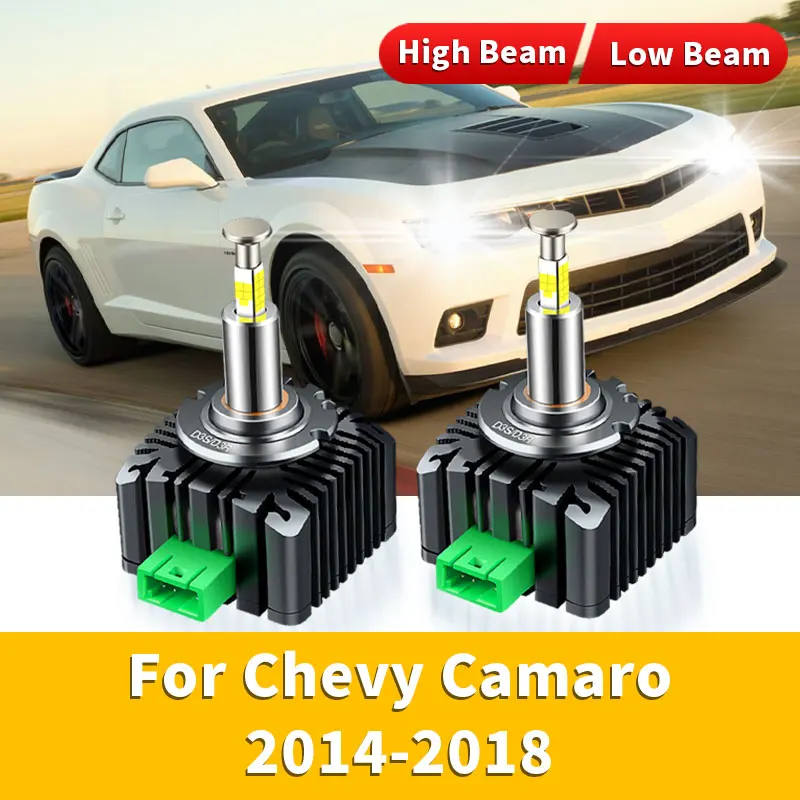 2Pcs For Chevy Camaro 2014-2018 12V 35W HID Bulb Xenon Headlight 6000K White LED Headlights Bulbs Plug&Play HID Conversion Kit