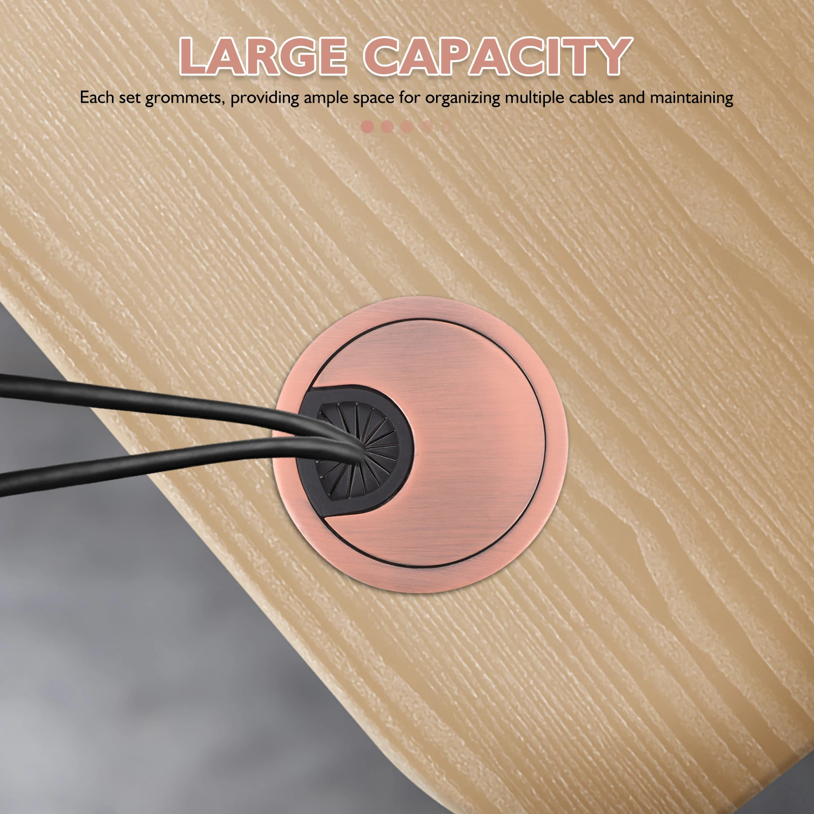 

3Pcs Round Desk Cable Grommet Wire Hole Cover Zinc Alloy Durable Cable Hole Organizer Desktop Cord Insert