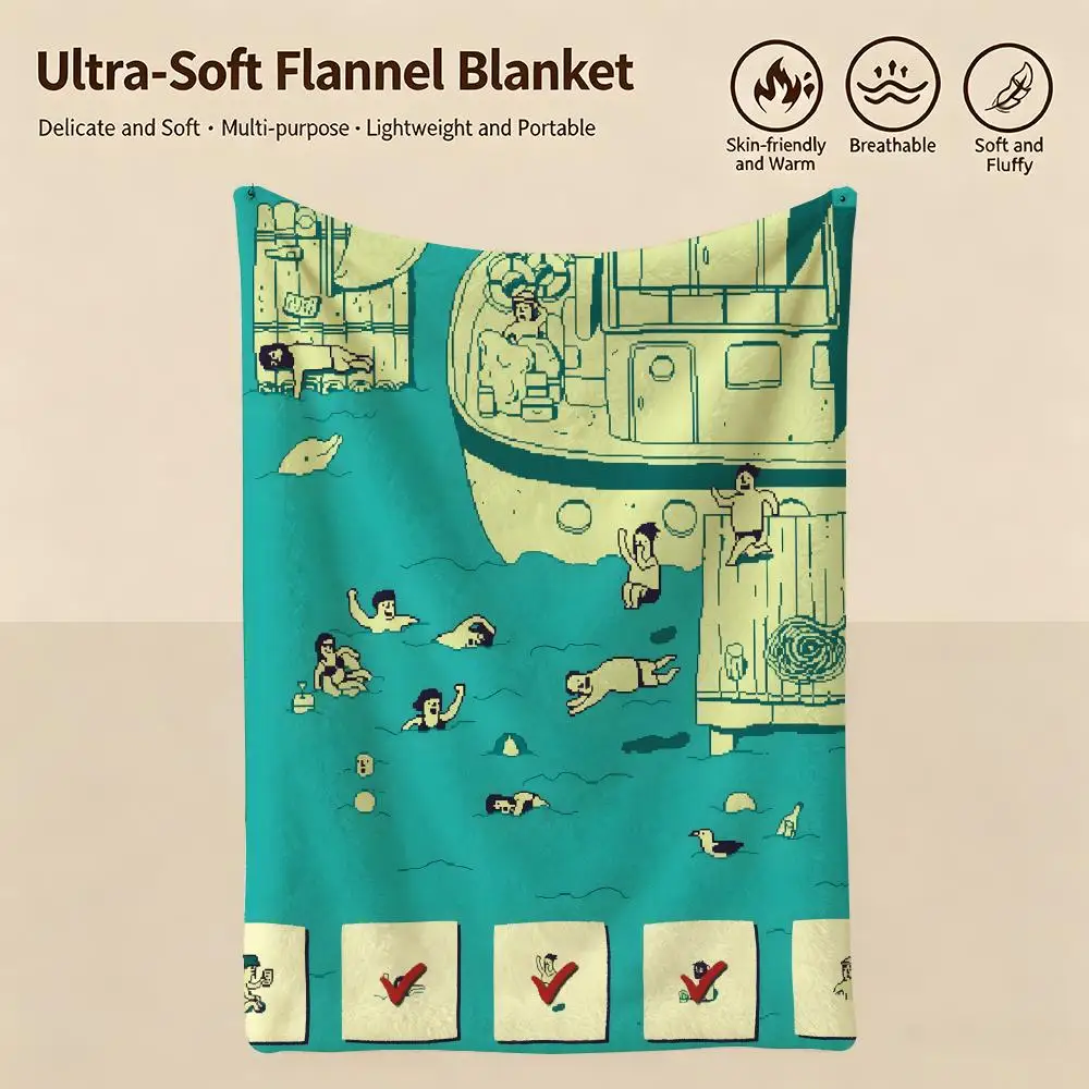 food s-soup soup-p Throw Warm Soft Flannel Blanket, Multi-use for Sofa Bed Camping Travel Nap
