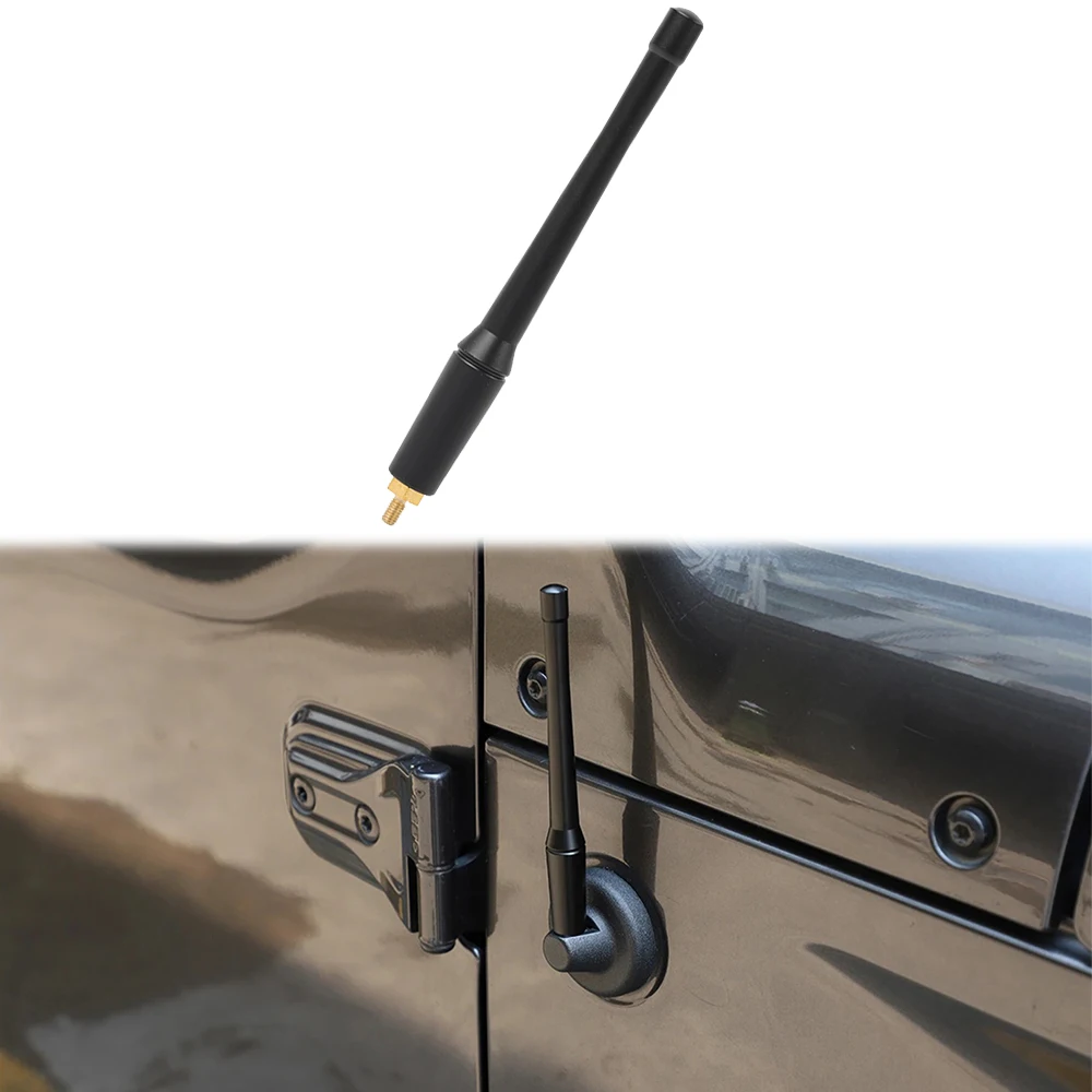 Aluminum 6.29 Inch Antenna For Jeep Wrangler JL 4XE Gladiator JT 2018 2019 2020 2021 2022 2023 AM FM Black Shorter Antenna 1PCS