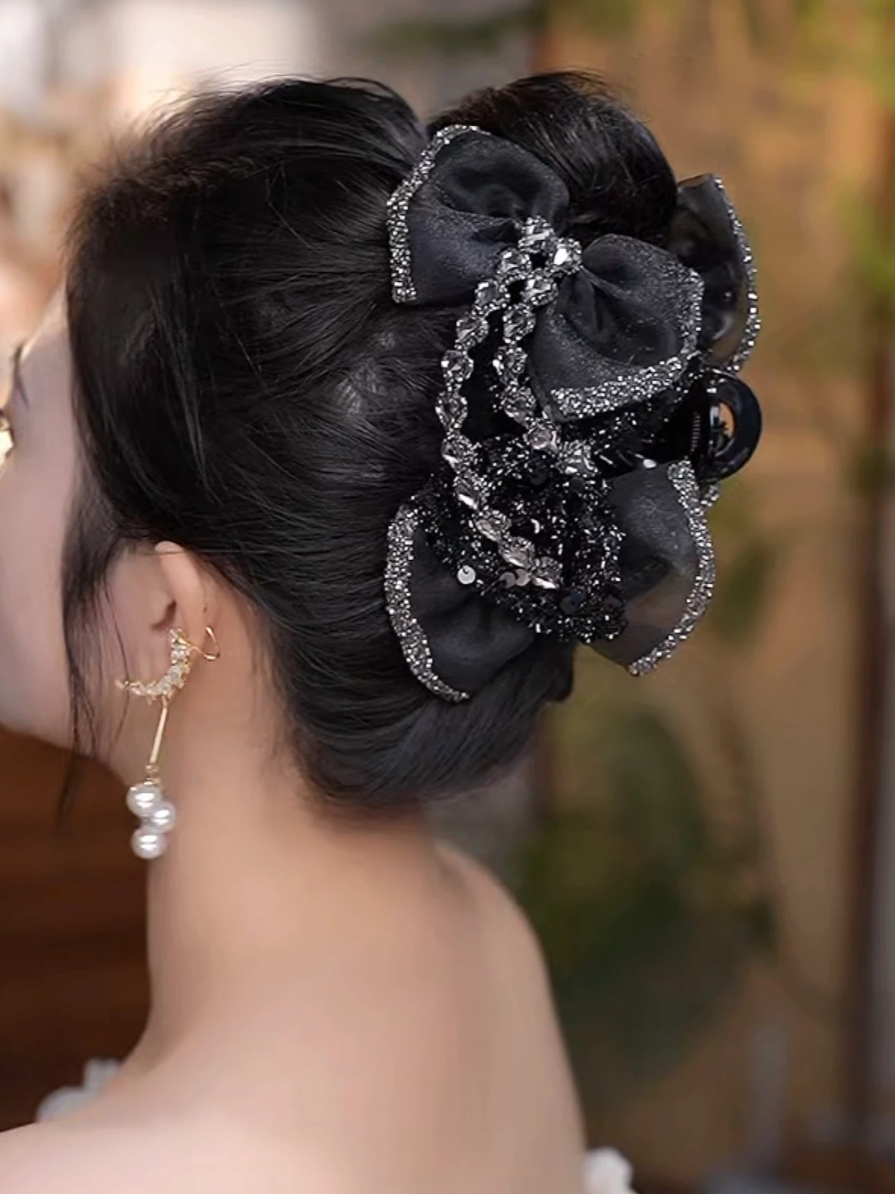 

Ele Bla Sequin Knot Caviar Clip Sli Versatile Faion Hair Accories Aophere Sense Original Design Silk