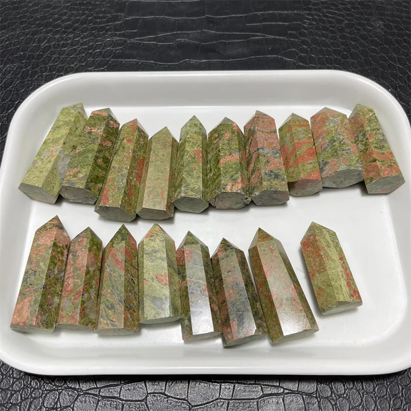 Wholesale Natural stone Unakite Crystal Point Wand Healing Energy Natural Quartz Home Decor Reiki Crafts