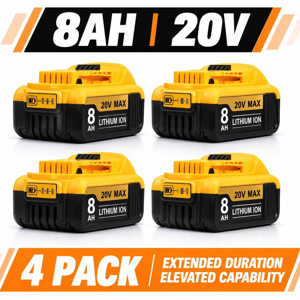 20V 8.0Ah Replacement Battery Compatible with DEWALT 20V MAX, Lithium-Ion Battery Pack for DEWALT Cordless Power Tools, High Capacity Rechargeable Replacement Battery