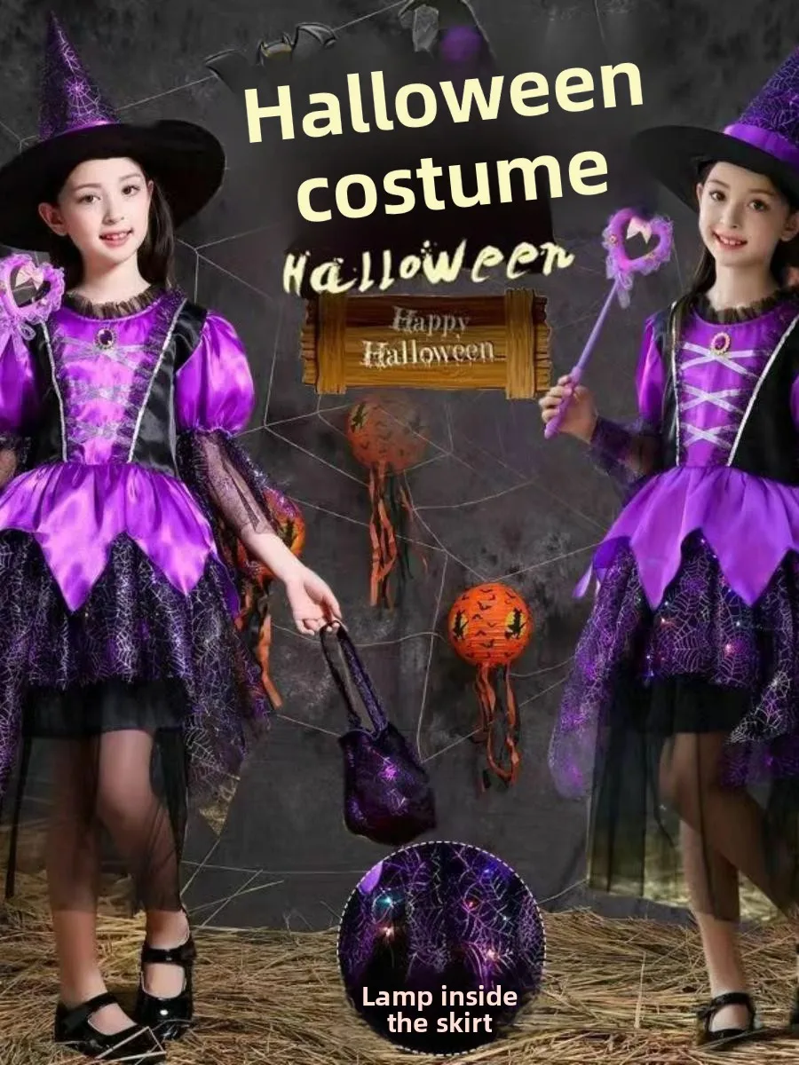 

New loween Princ Costume Girls' Dr up Clothes Children's Masquerade Par Attire Witch Outfit Stage Performance Wear