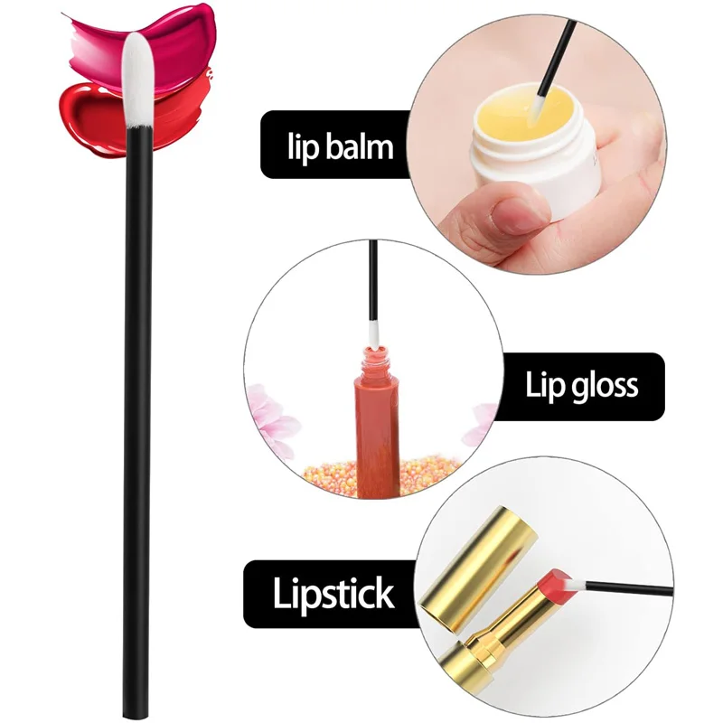 Aplicadores descartáveis sem fiapos, 50/100 peças, testadores de batom, varinhas aplicadores para maquiagem, pincéis labiais, ferramenta de beleza de maquiagem