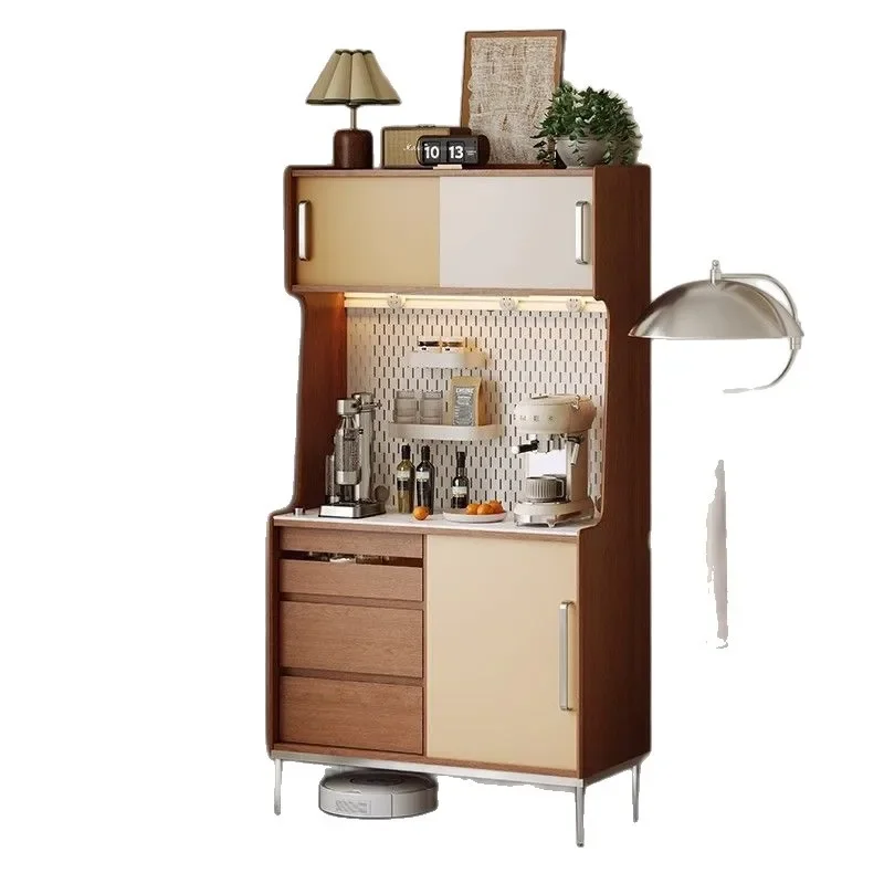 

Retro dining side cabinet integrated storage cabinet water dispenser tea solid wood color