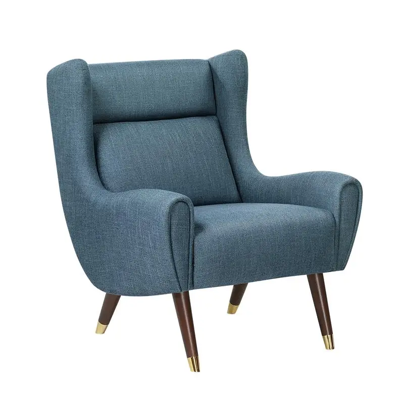 Modern Wingback Upholstered Accent Chair - Blue Fabric, Solid Wood, Sleek Design, Luxury Furniture, Stylish Home Decor