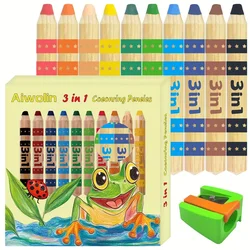 3 in 1 Multi-Media Watercolour Pencils - Jumbo Easy-Grip - Pack of 10 with Sharpener