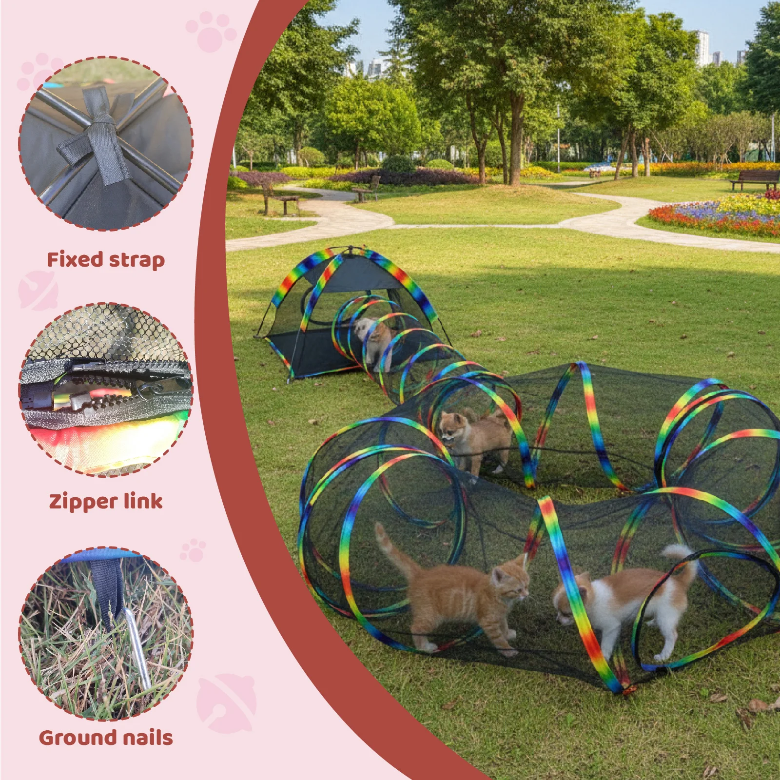 

Дождевая радуга: переносной сетчатый туннель-домик для кошек, игровая площадка для мелких животных (для использования в помещении и на улице)