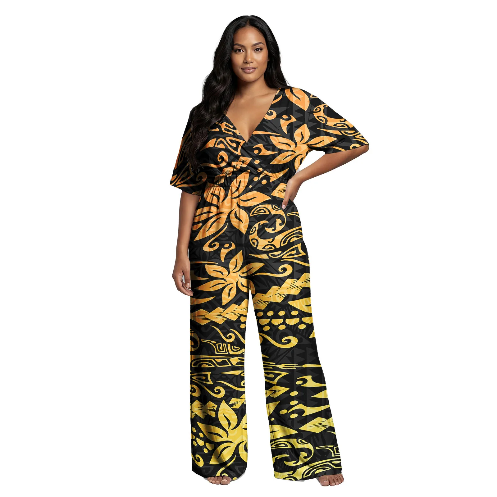 Latest Design Print Hibiscus Custom Ladies Jumpsuit Polynesian Elegant Party Women Romper Samoan Lady Playsuits Hawaiian Clothes