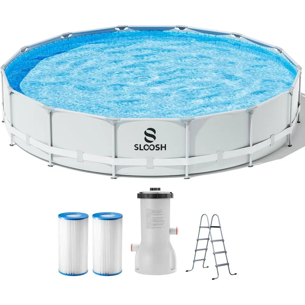 

15ft x 42in Round Above Ground Pool Set with Filter Pump and Ladder for Kids and Adults