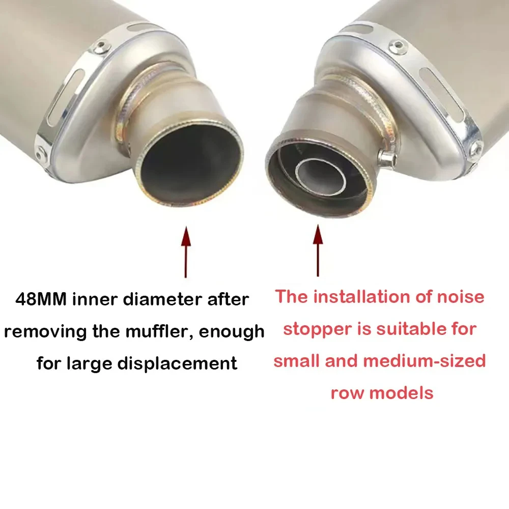 51mm Universal Motorcycle Exhaust Stainless Steel Muffler Escape 310 370 440 mm Pipe 100cc-1000cc ATV GP Scooter For fz6 pcx125 view 5