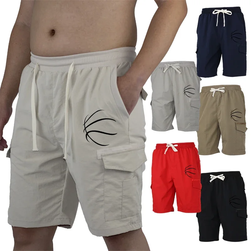 

Tropical Print Men's Cargo Shorts Multi-Pocket Design Cotton Casual Loose Fit Knee Length Summer Streetwear Utility Shorts