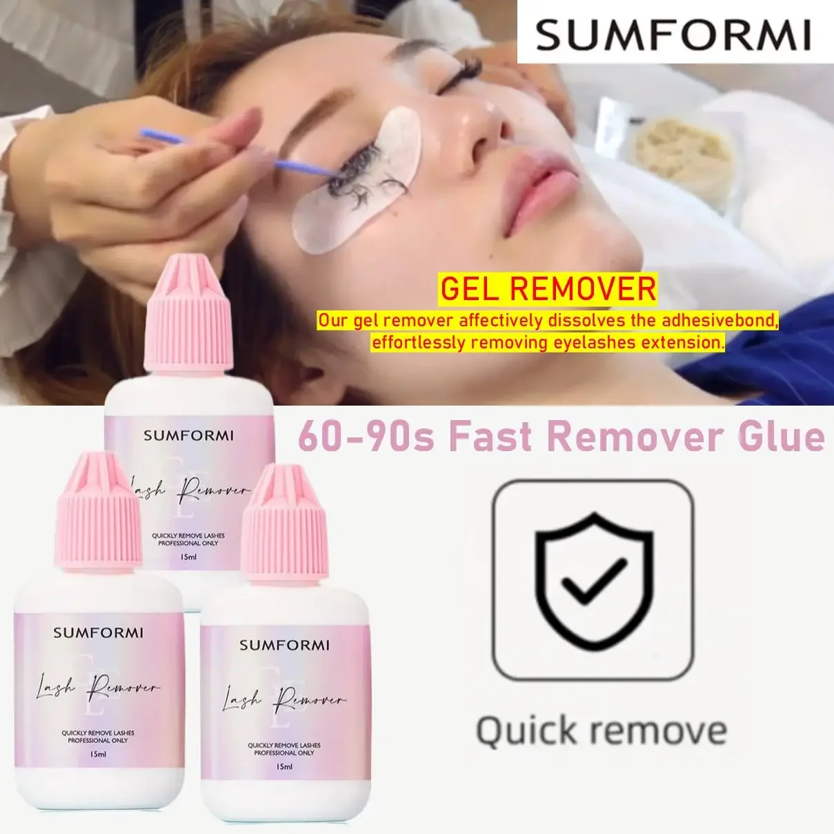 

3pcs 15ml Eyelash Adhesive Removing Gel Fast Cleaning 60-90s Remover Glue for Eyelash Extension Clean Dust No Irritation