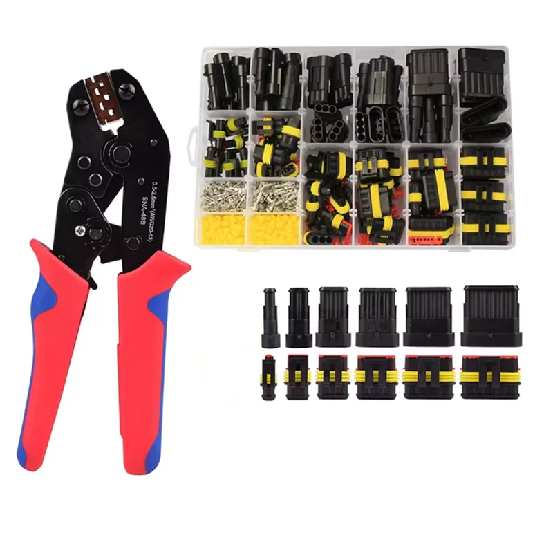 

Водонепроницаемый автомобильный разъем для проводов с храповым механизмом, 1/2/3/4/5/6-контактный разъем с плоскогубцами для обжима проводов SN-48