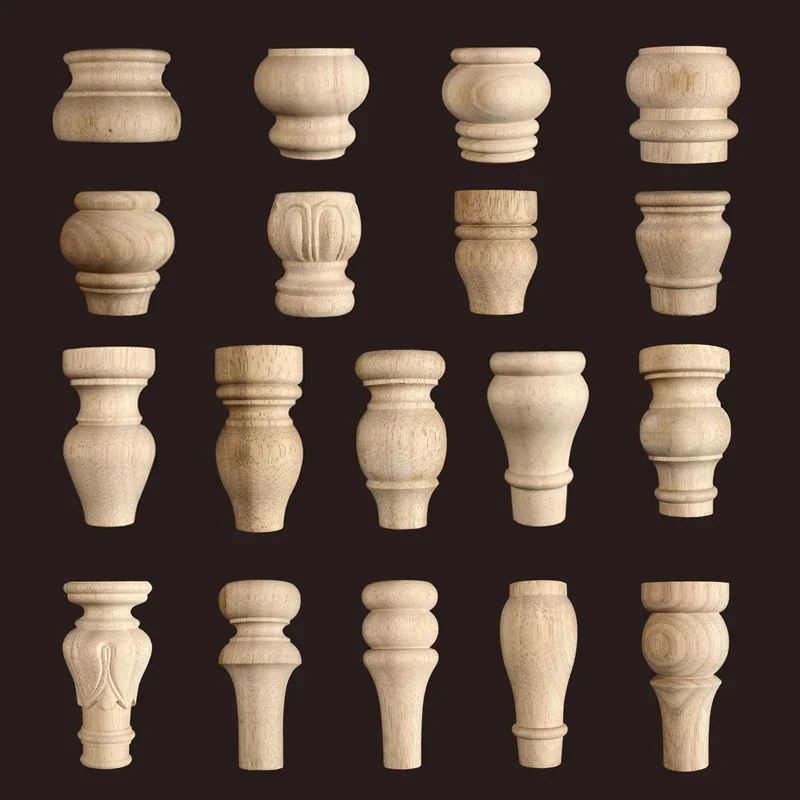 Round Solid Wood Table Legs for Furniture Wooden Chair Sofa Foot Cabinet Bed Support Hardware Replacement Dressers Desk Feet