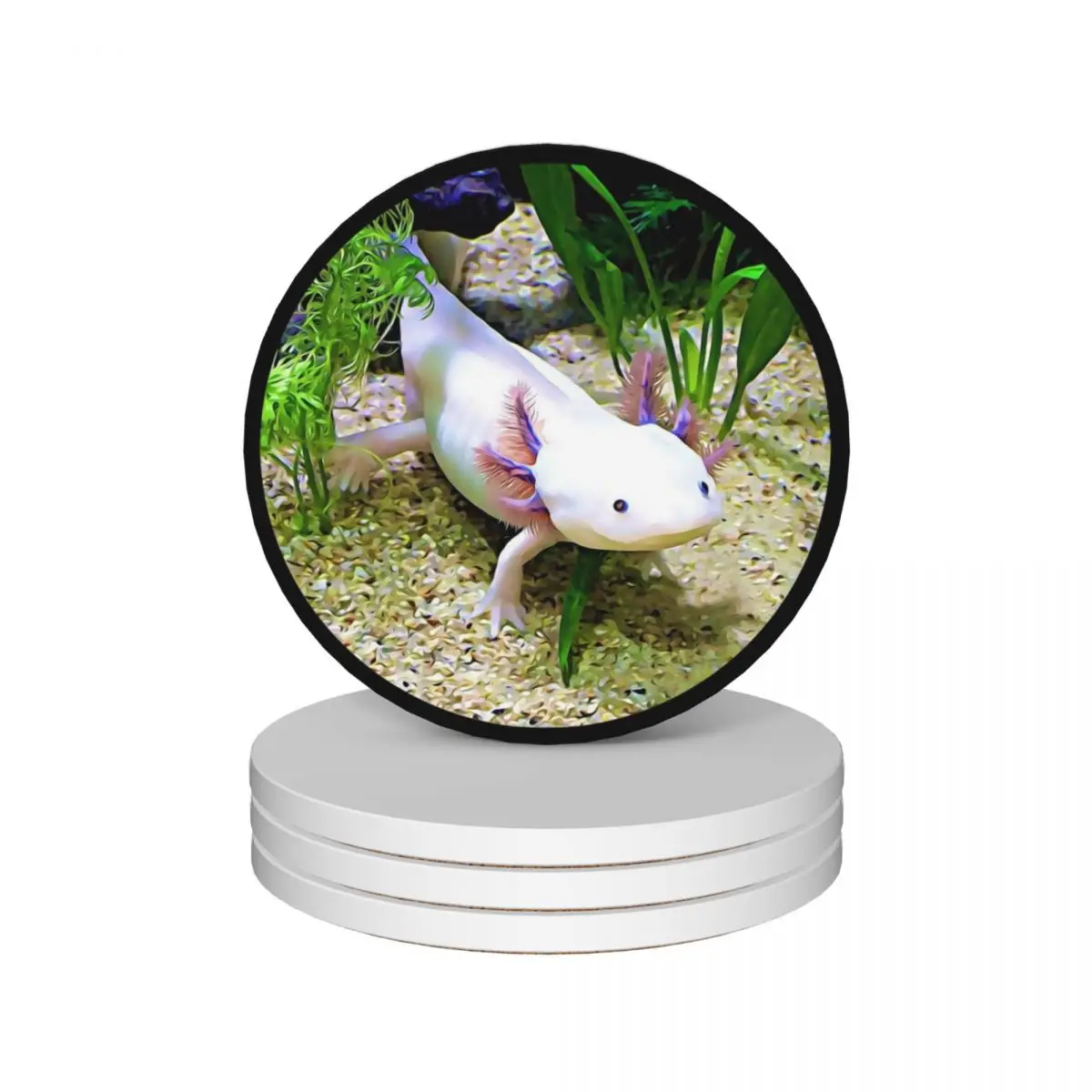 Axolotl Portrait Ceramic Coasters (Set of 4) coffee cup stand mug mat ceramic stand Coasters