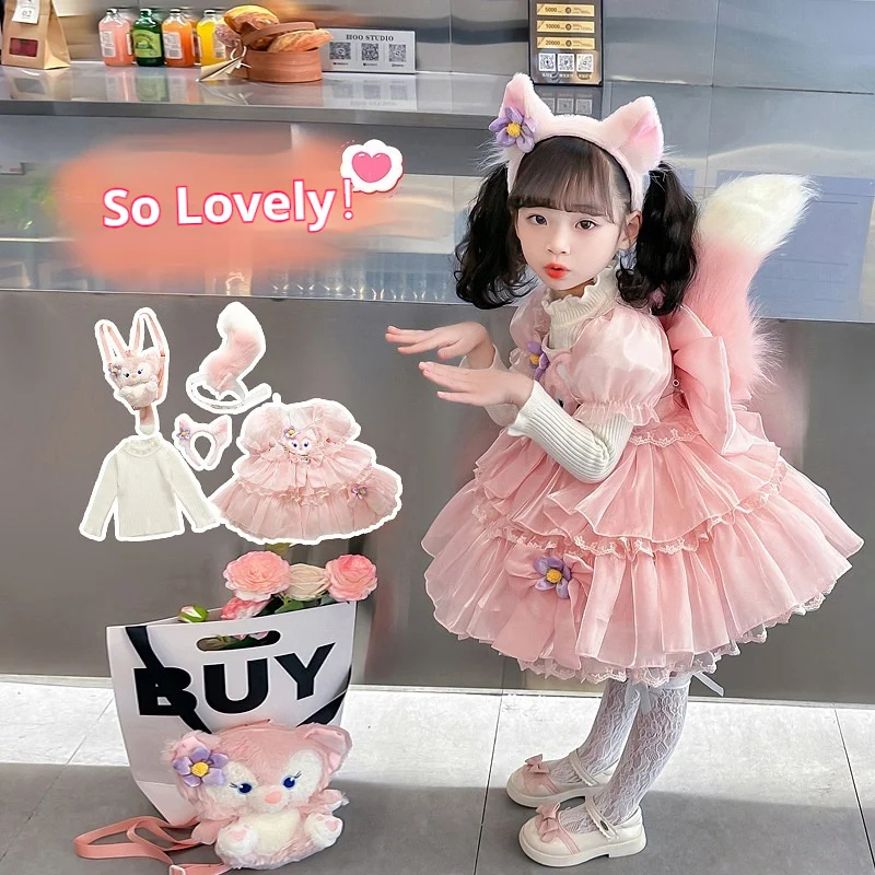 

Miniso платье принцессы для девочек, костюм Kawaii LinaBell, юбка, наряды для девочек, детский свитер Lingna Belle с короткими рукавами, детский подарок