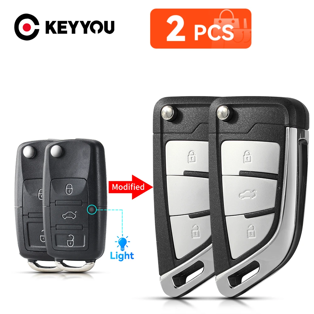 KEYYOU 2PCS For Volkswagen Passat B5 B6 Golf 4 5 6 Polo Touran Remote Car Key For VW Seat Skoda Jetta CC Beetle Bora Octavia MK4