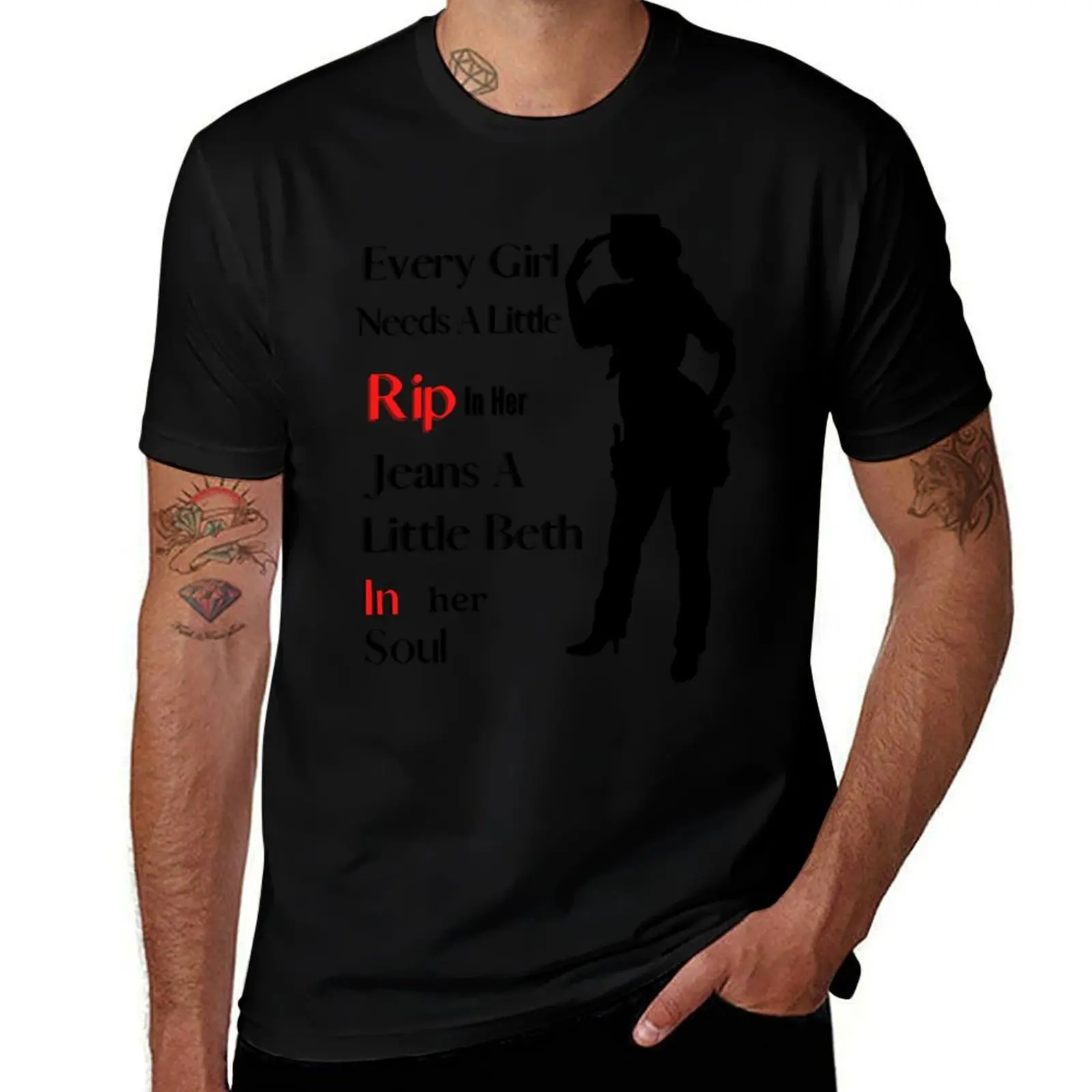 Every Girl Needs A Little Rip In Her Jeans A Little Beth In Her Soul T-Shirt Festival Short Sleeve T-Shirt
