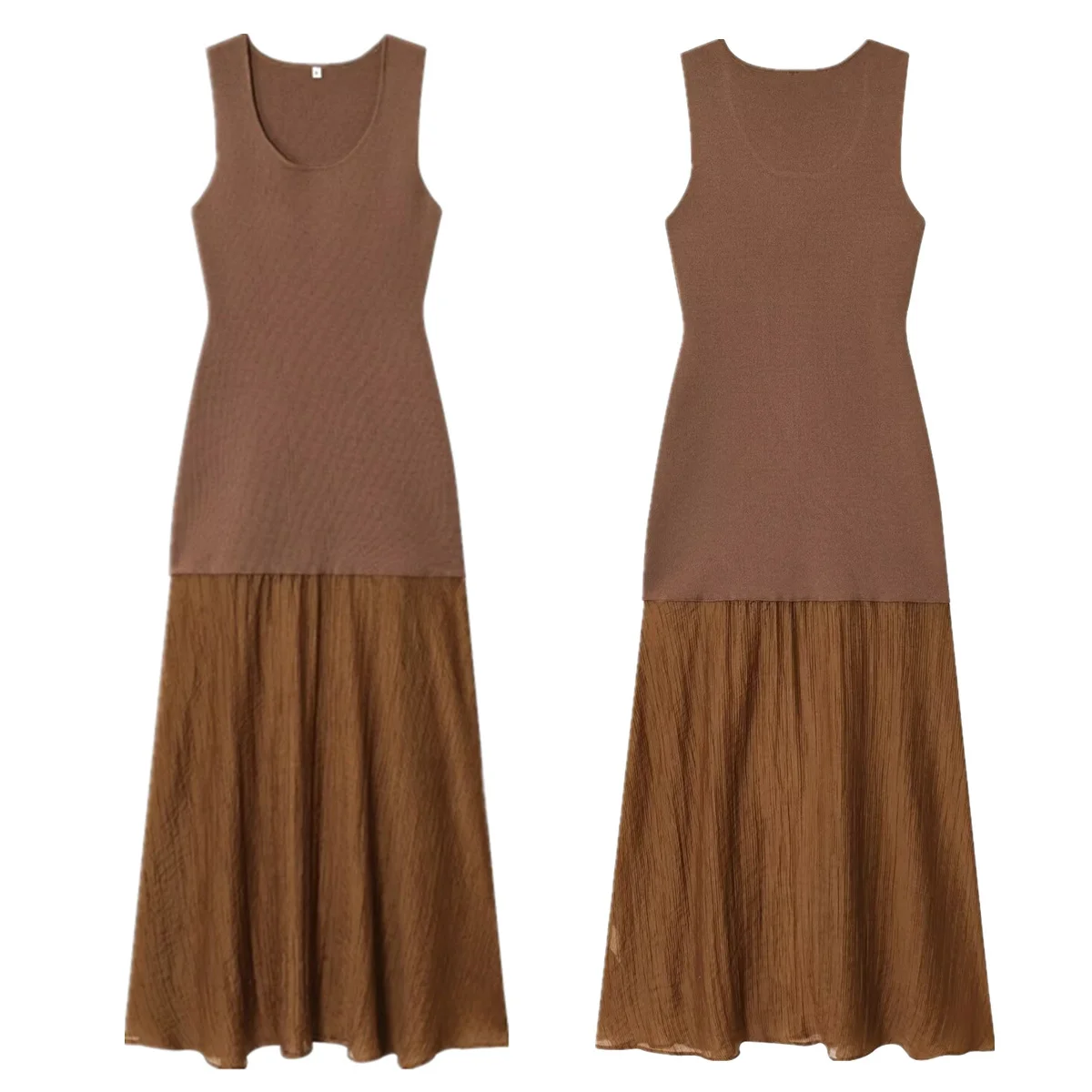 

Maxdutti French Lazy Knitted Splicing Midi Dress Minimalist Sleeveless Slim Dress For Women Evening Dresses Party Dresses Vestid