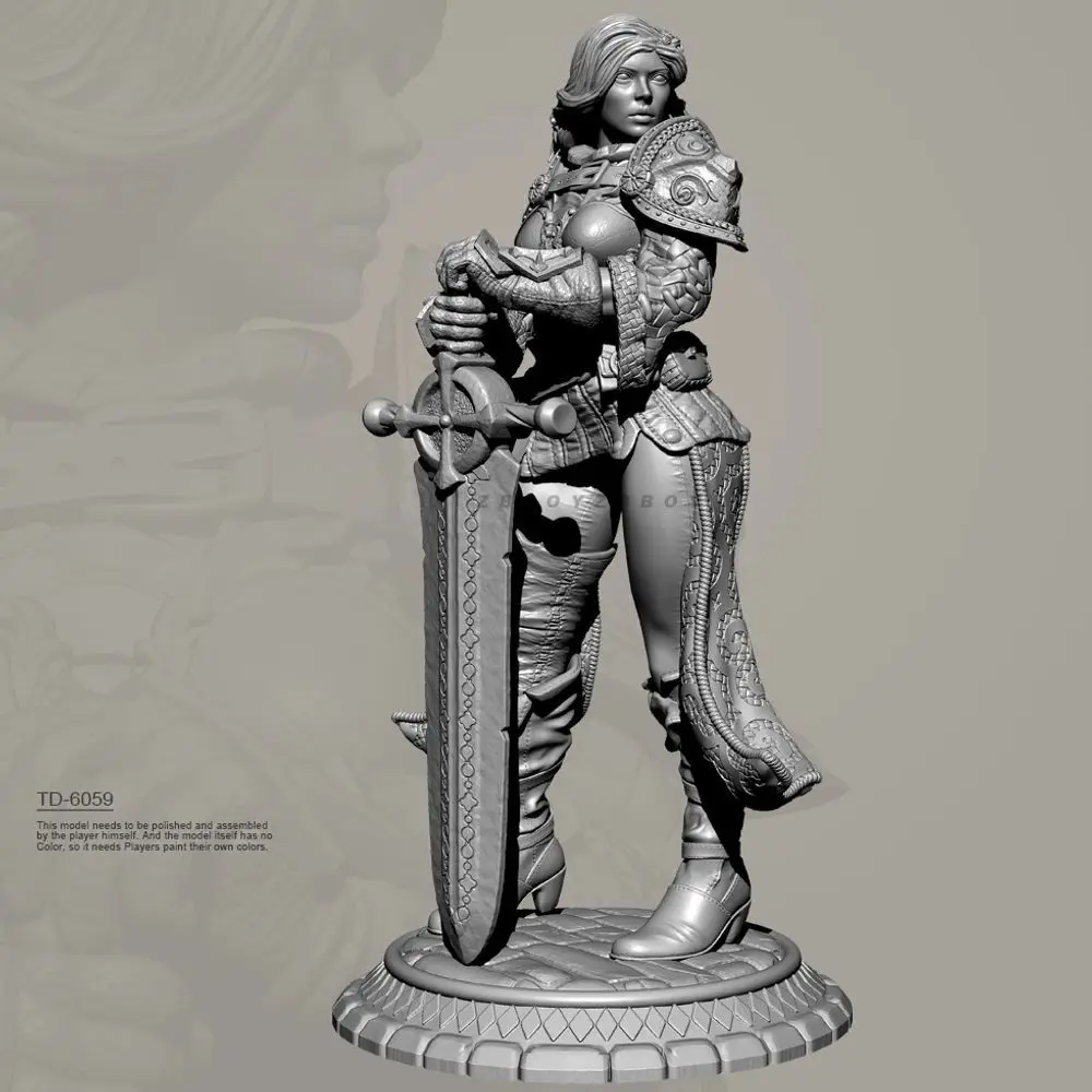38mm 50mm 75mm Sword Girls Goddess Resin White Mold Self-assembly Figurines DIY Coloring Miniatures Decoration Crafts