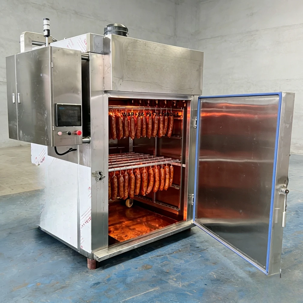 Automatic Charcoal Fish & Sausage Meat Smoker with Engine and Motor 304 Stainless Steel for Commercial Smokehouse Use