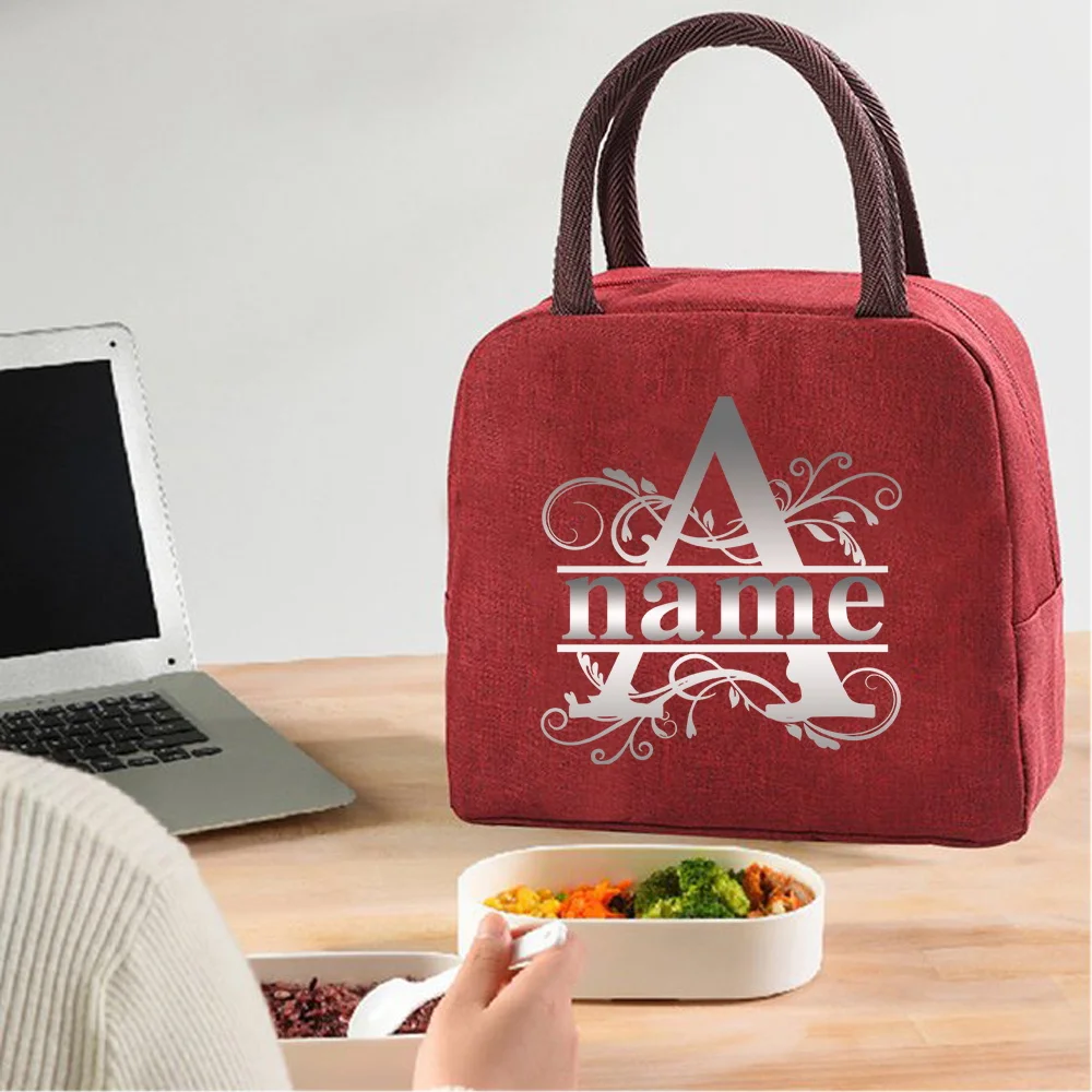 Personalized Customization Name Portable Red Lunch Bag Office Bento Bag Picnic Food Bag Customized Product