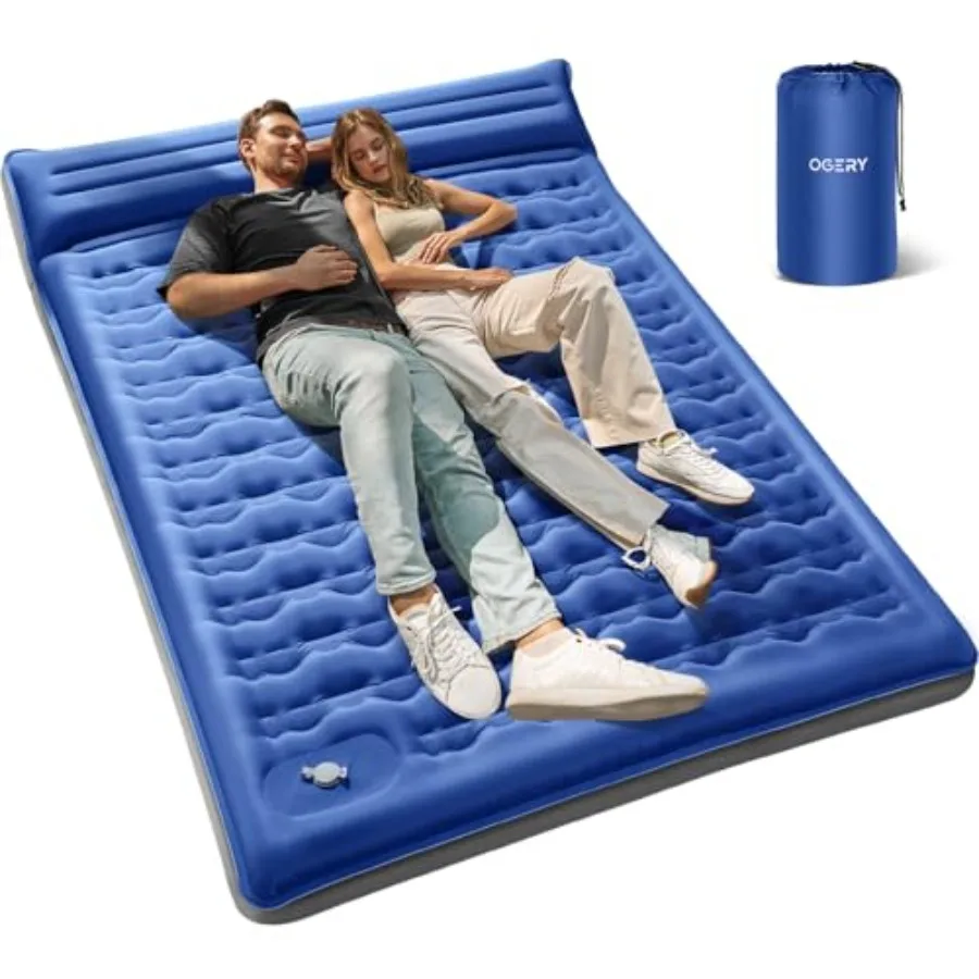 

Sleeping Pad for Camping 6" Extra-Thick Reinforced Camping Sleeping Pad with Pillows and Built-in Foot Pump Ultralight Self Inf