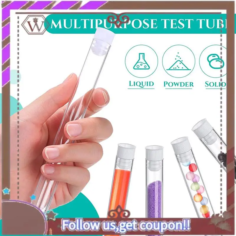 أحدث 200 قطعة أنابيب اختبار واضحة مع أغطية 25 مللي أنبوب بلاستيكي 16X150 مللي قوارير بلاستيكية للتجارب العلمية لوازم الحفلات