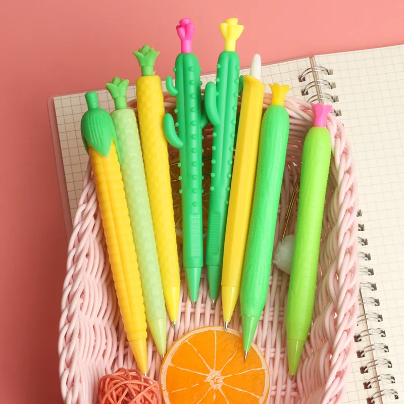 24 Pcs 0.5mm New Fruit-shaped Pencils and Vegetables Mechanical Pencil Free-cutting Student Kawaii School Stationery Wholesale