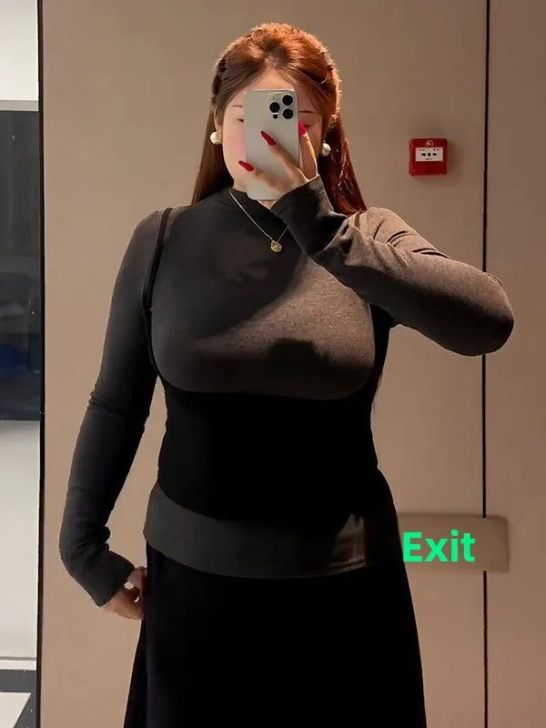 

plus Size Color Blo Long Sve T-irt Autumn Winter Slim Fit Faionable Base irt Top Casual Sle Regular Sve Length
