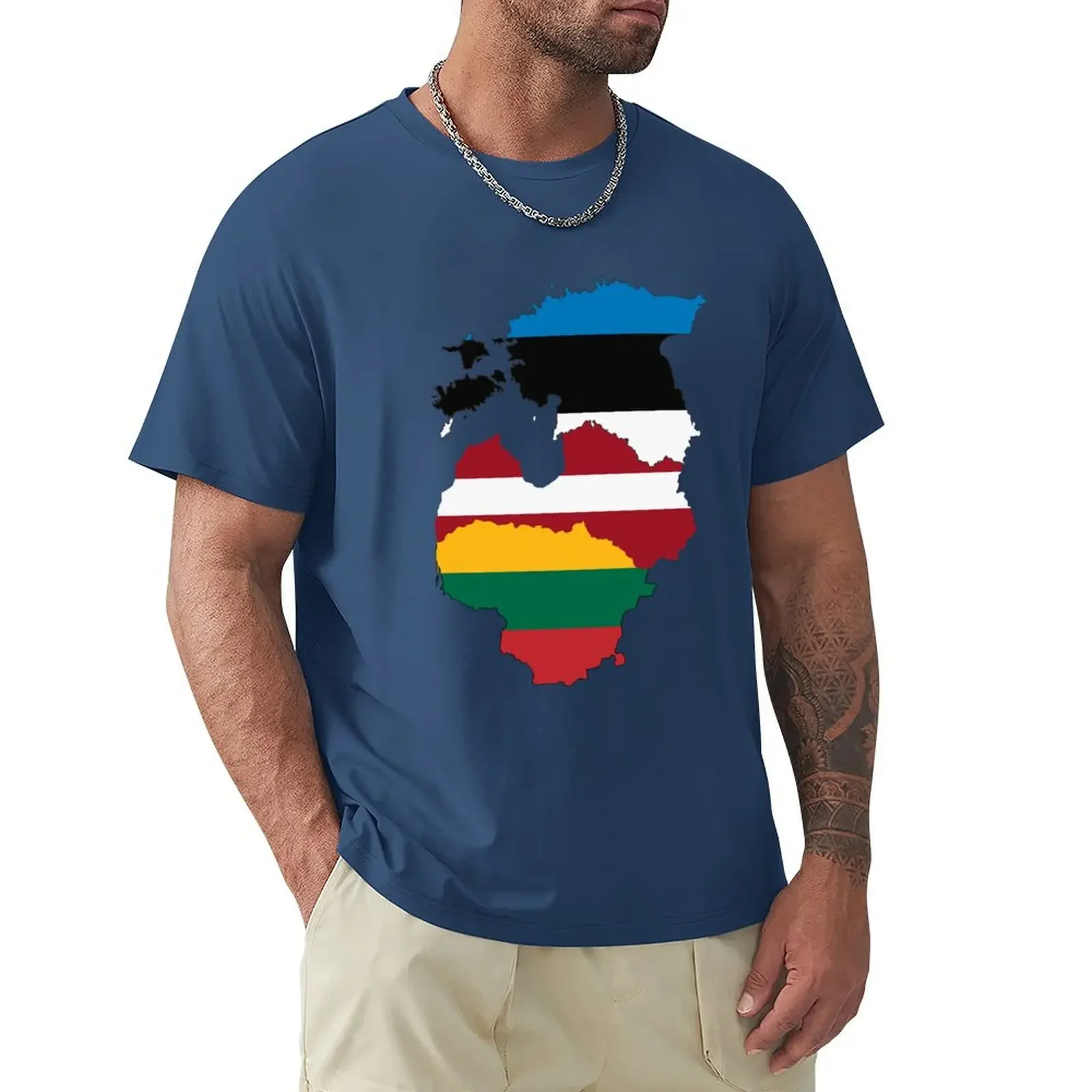 Camiseta con estampado de los países bálticos para hombre y niño, camisa con estampado de animales blancos, grande y alto