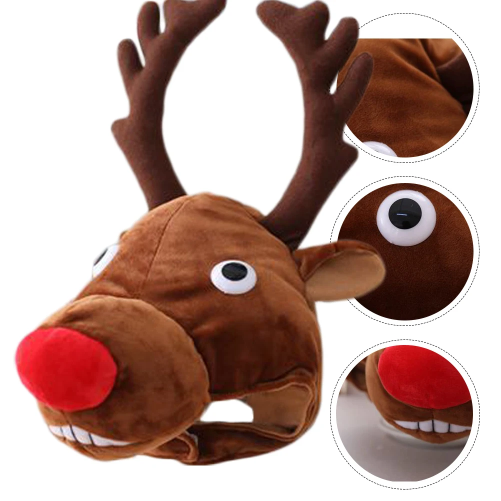 

Elk Headgear Hat Accessories Cartoon Christmas Cosplay Animal Props Photoshoot Party Hat Warm Winter Gift Safe PP Cotton