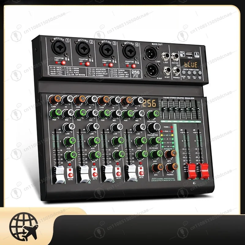 4 Channel Mini Audio Mixer DSP Effect Device with Equalizer for Phone Computer Portable Sound Mixer